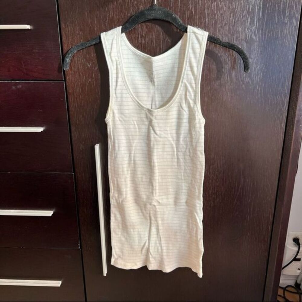 4/$20 Gap silver striped ribbed racerbank tank top white XS